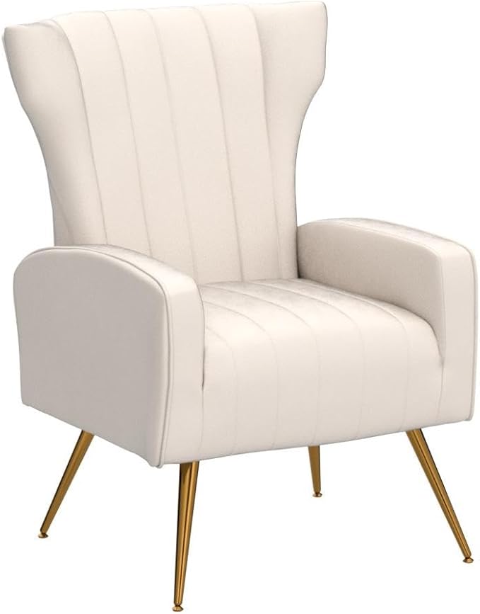 Container Furniture Direct Modern Velvet Accent Chair, Channel Tufted Bedroom - Image 5