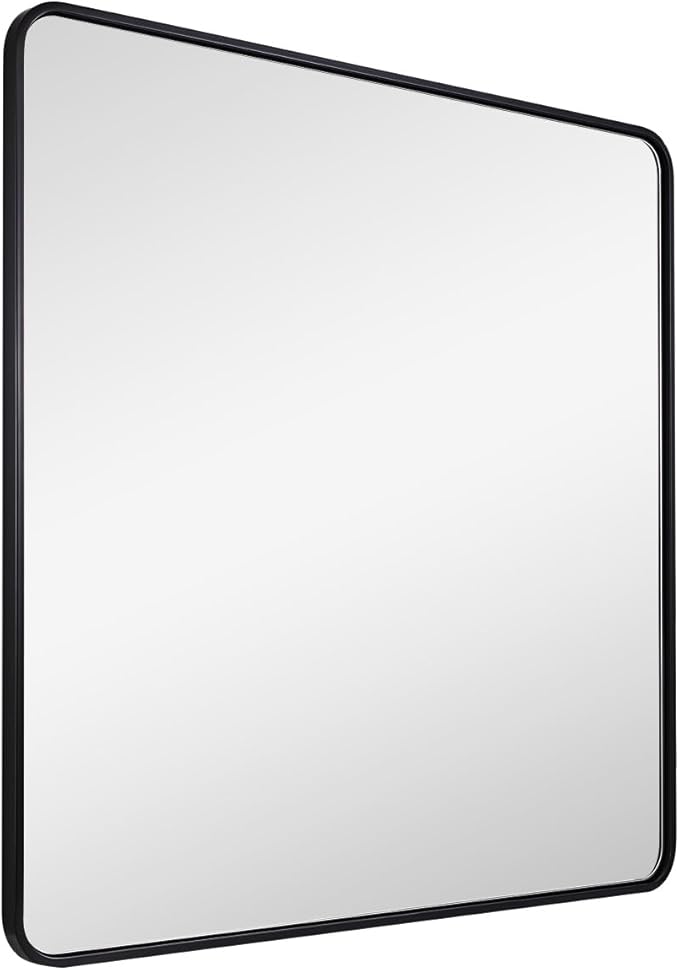 ANDY STAR 36X36 Inch Square Black Bathroom Mirror, Matte Black Vanity Mirrors by ANDYSTAR