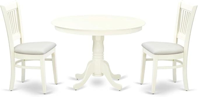 East West Furniture HLVA3-LWH-C 3 Piece Kitchen Table & Chairs Set Contains a by EastWestFurniture