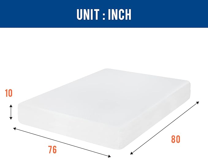 FDW | 10 Inch King Mattress | Medium Firm | Gel Memory Foam Mattress | White | - Image 2