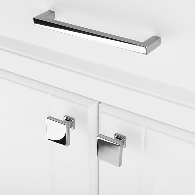 KOOFIZO 10 Pack Polished Chrome Cabinet Knobs Chrome Drawer Knobs K08 Square - Image 5