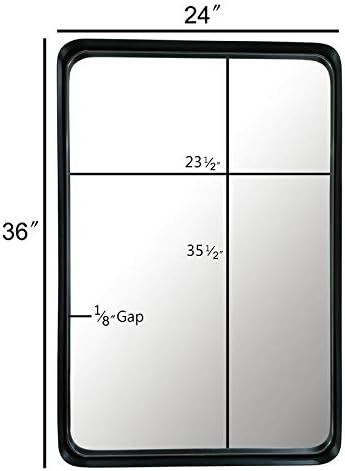 TEHOME 24x36 Matt Black Metal Framed Bathroom Mirror - Image 6