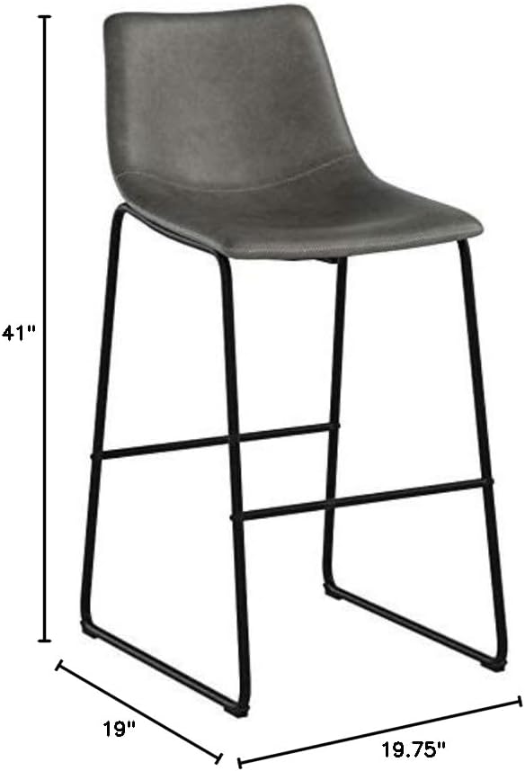 Roundhill Furniture Lotusville Vintage PU Leather Bar Stools, Antique Gray - Image 2