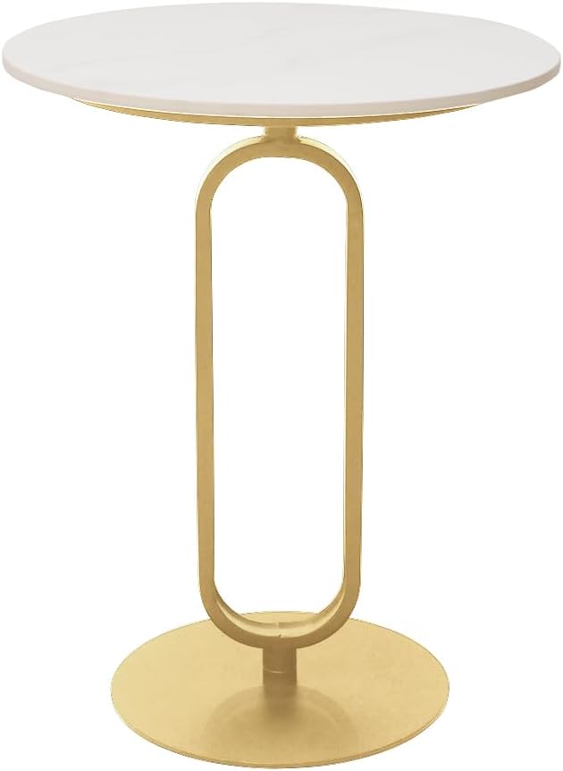 Side Table with Marble Top Metal Pub Bar Round Table Modern Sofa Side End Table by Cre+Cra