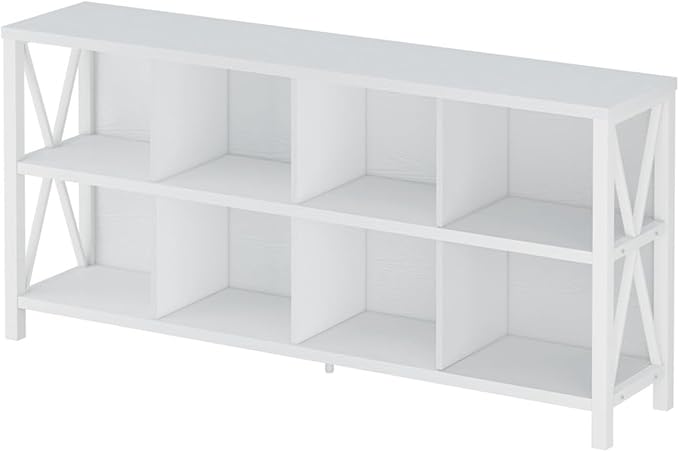 FATORRI 8 Cube Storage Organizer Bookshelf, Rustic Wood Cubby Bookcase - Image 9