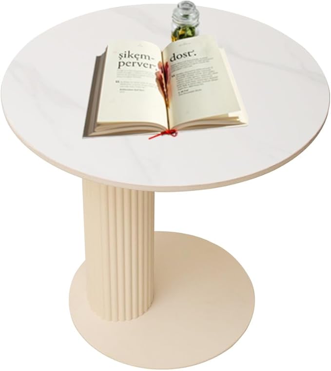 Side Table with Marble Top Metal Roman Colum End Table Modern Sofa Side End - Image 4