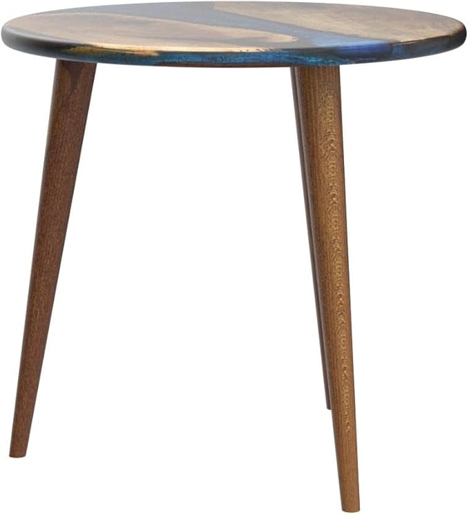 20" Resin Walnut Round Side Table | Epoxy End Table | Coffee Table | Mid - Image 4