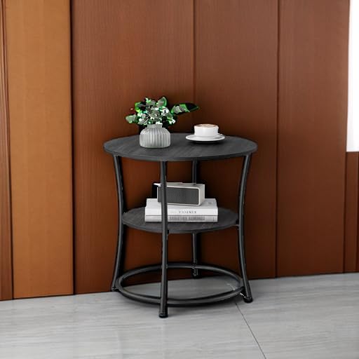 VASAGLE Side Table, 2-Tier Round End Table, Nightstand - Image 6
