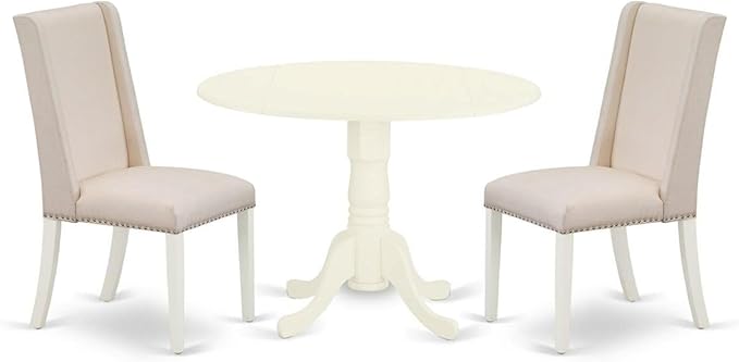 East West Furniture DLFL3-WHI-01 3 Piece Kitchen Table Set Contains a Round by EastWestFurniture