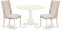 East West Furniture DLFL3-WHI-01 3 Piece Kitchen Table Set Contains a Round by EastWestFurniture