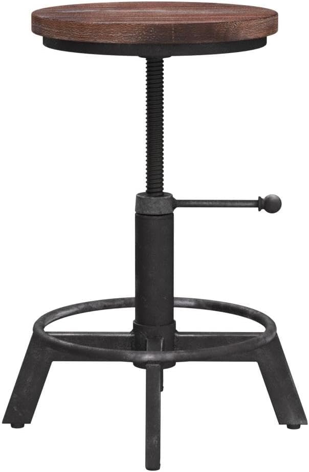 Set of 2-Industrial Bar Stool-Counter Height Chairs- Swivel Wooden Seat- - Image 4