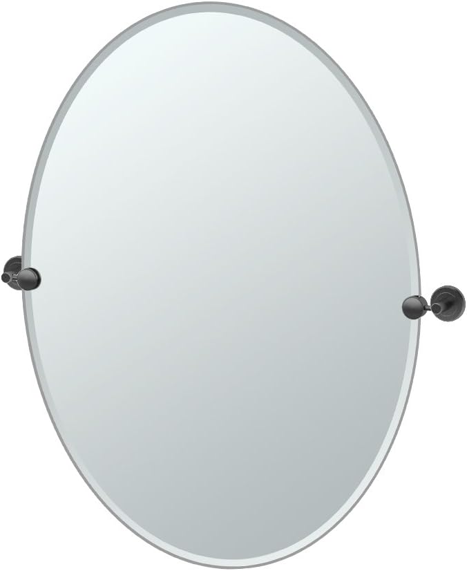 Gatco 4249MXLG Latitude II Large Oval Mirror Matte Black, 32 H x 28.5 W by Gatco