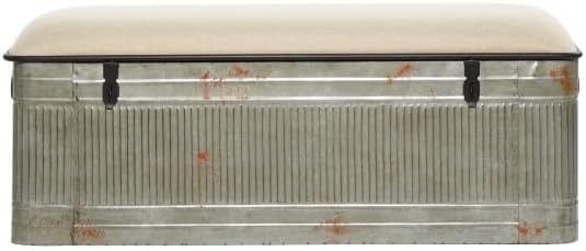 Deco 79 Metal Room Storage Bench Galvanized Entryway Bench - Image 5