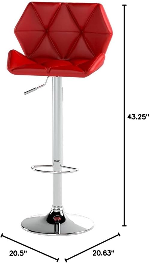 Roundhill Furniture Glasgow Contemporary Tufted Adjustable Height Hydraulic Red - Image 2