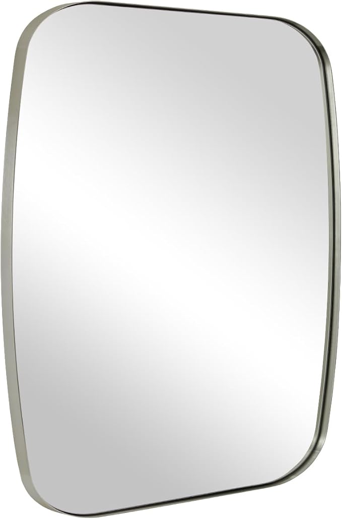 ANDY STAR Brushed Nickel Oblong Mirror, 36x40 Inch Brushed Nickel Oval Mirror by ANDYSTAR