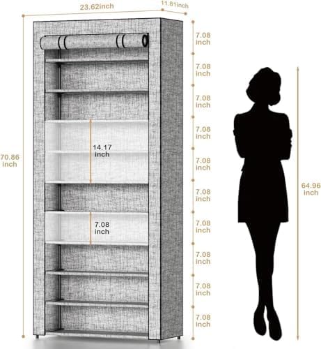 Covered Shoe Rack Tall Metal Shoes Rack Organizer - Image 3