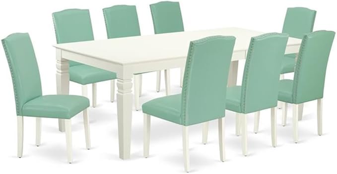 East West Furniture LGEN9-LWH-57 9 Piece Modern Dining Table Set Includes a by EastWestFurniture