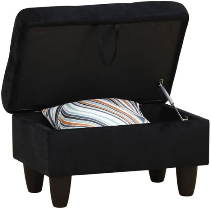 Black L-Shaped 3-Piece Flannel Sofa - Image 6