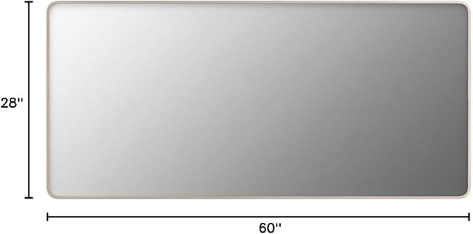60x28 Inch Brushed Nickel Bathroom Mirror, Large Brushed Silver Metal Framed - Image 8