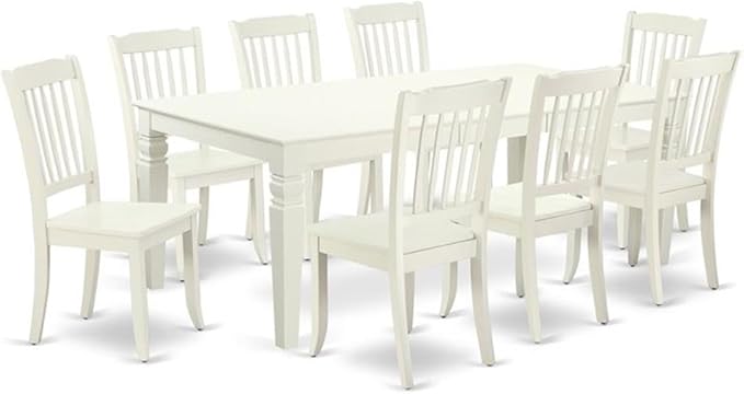East West Furniture LGDA9-LWH-W 9 Piece Dining Room Table Set Includes a by EastWestFurniture