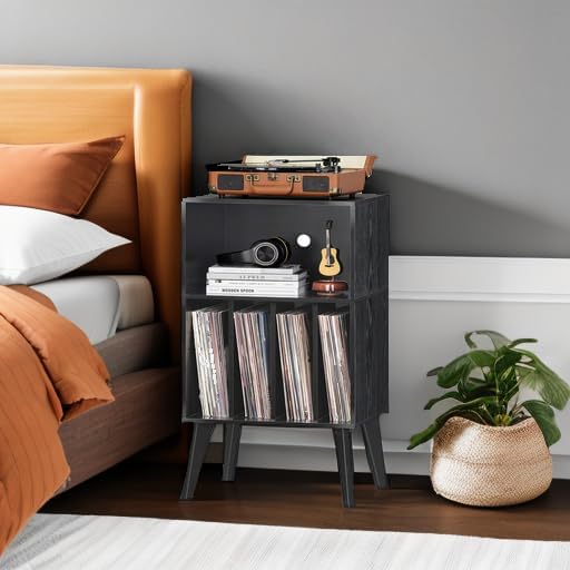 Lerliuo Record Player Stand, Mid-Century Vinyl Storage Cabinet Table - Image 6