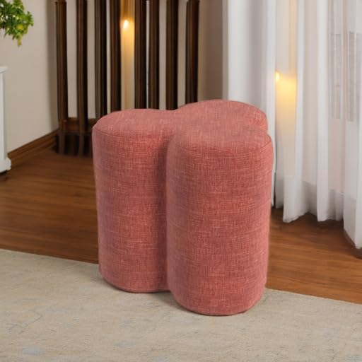 HomePop Upholstered Clover Shaped Ottoman Home Décor | Foot Rest Pouf – Pink - Image 9
