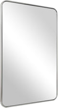 ANDY STAR Brushed Nickel Mirror, Stainless Steel Metal Frame 24x36 Inch by ANDYSTAR