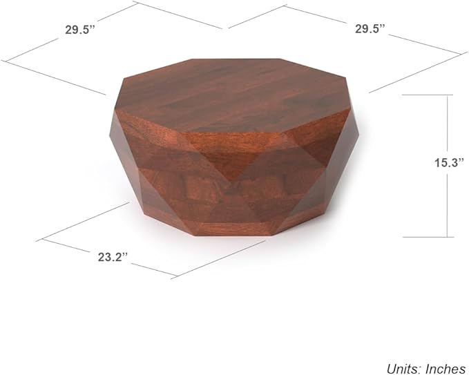 Relso Solid Wood Geometric Faceted Coffee Tables Living Room, Crafted - Image 2