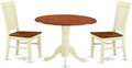 East West Furniture DLWE3-BMK-W 3 Piece Dining Set Contains a Round Dining Room by EastWestFurniture