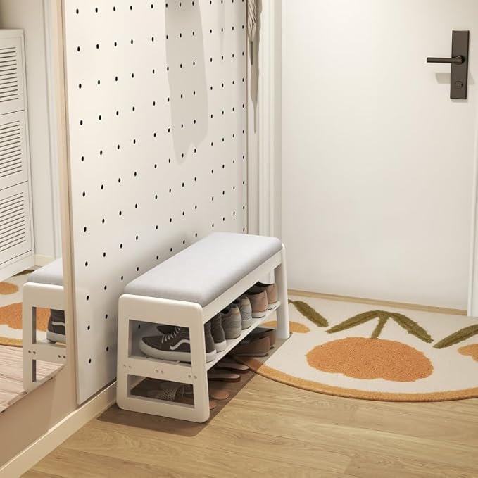 Shoe Rack Bench with Cushion, 2 Tiers Shoe Bench with Flip-Top Storage - Image 2