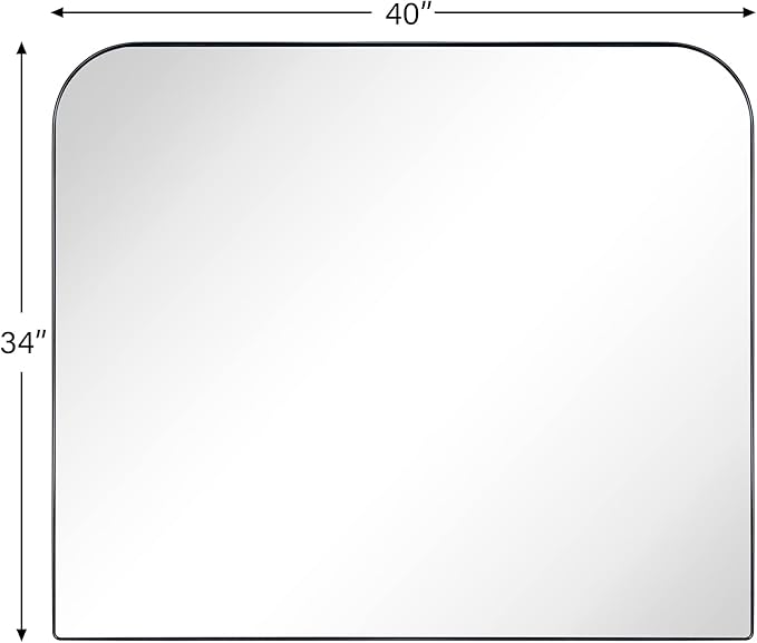 34x40'' Large Matte Black Arched Mantel Mirror Rounded Corner Wall Mirror - Image 3