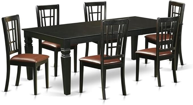 East West Furniture LGNI7-BLK-LC 7 Piece Dining Table Set Consist of a by EastWestFurniture