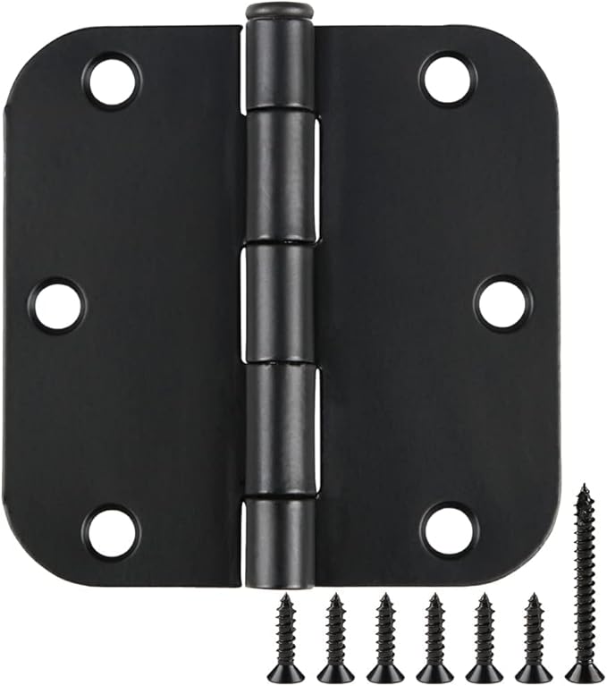 Rounded Door Hinges 3-1/2" x 3.5 inch, 5/8 Radius, Matte Black 3 ½ Inch 12 Pack by TDCHINGES