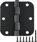 1 Pack Rounded Matte Black Door Hinges 3.5 Inch 5/8" Radius by TDCHINGES