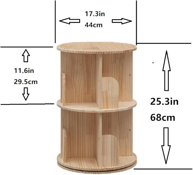 Heehee Wooden Rotating Bookshelf 360 Display Floor Standing Bookcase Storage - Image 2