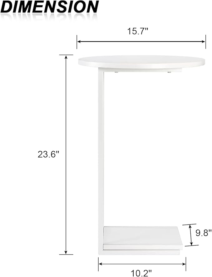 HDANI C Shaped End Table Set of 2, Couch Side Table That Slide Under, C Table - Image 3