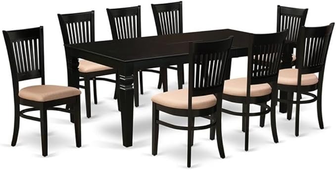 East West Furniture LGVA9-BLK-C 9 Piece Kitchen Table Set Includes a Rectangle by EastWestFurniture