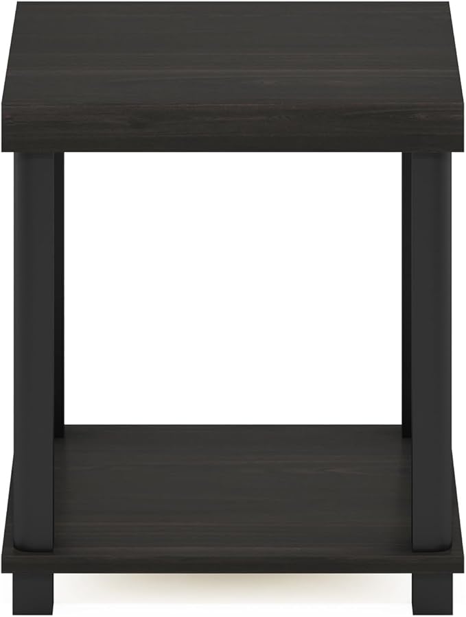 Furinno Turn-N-Tube Classic 2-Tier End Table, Side Table, Espresso/Black - Image 6