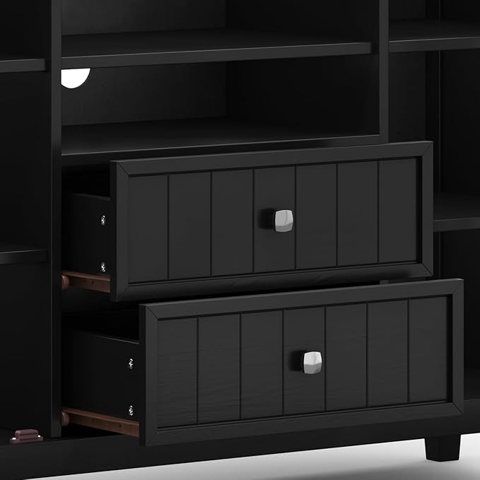 SIMPLIHOME Bedford Solid Wood 53 inch Wide Transitional TV Media Stand in Black - Image 9