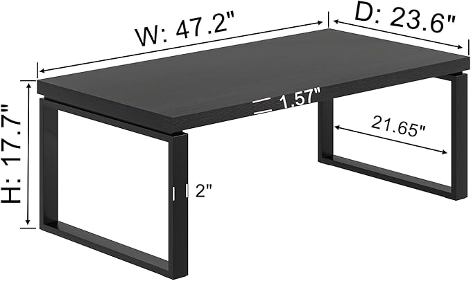 EXCEFUR Black Coffee Table, Modern Rustic Center Table - Image 2
