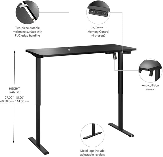 Bush Furniture Energize 55W x 24D Electric Height Adjustable Standing Desk in - Image 3