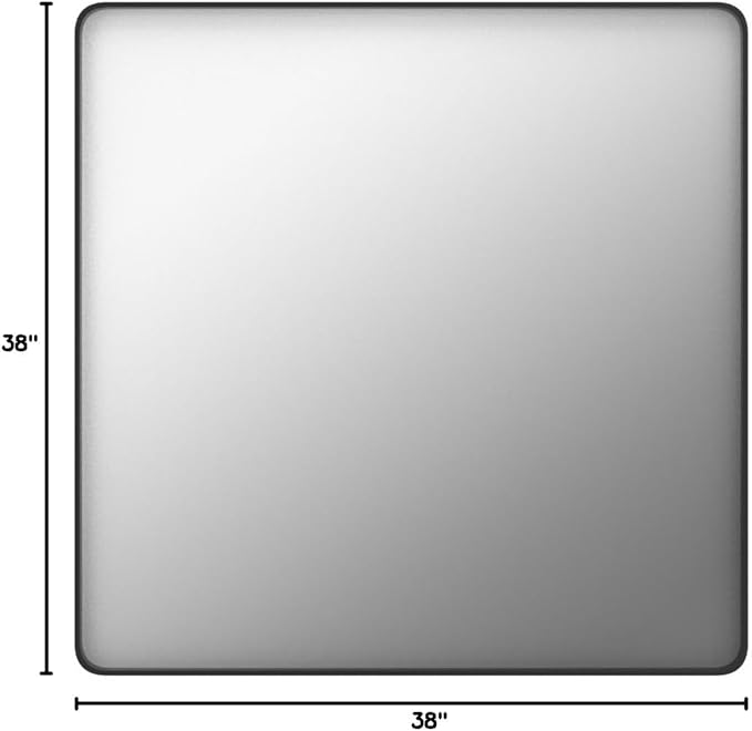 Black Bathroom Mirror 38X38 Inch, Rounded Rectangle Matte Bathroom Vanity Mirror - Image 8