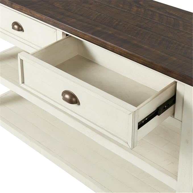 Martin Svensson Home Solid Wood Sofa Console Table, Cream White - Image 6