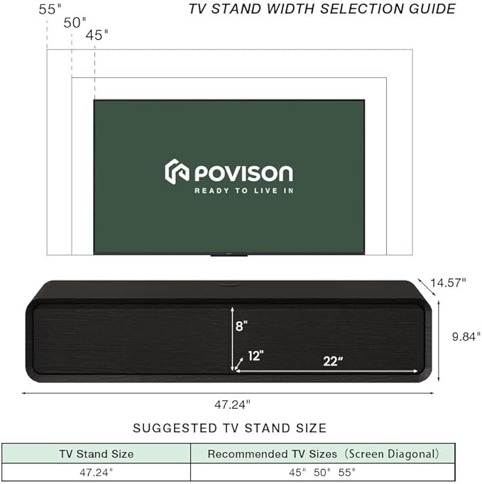 POVISON Fully-Assembled Minimalist Floating TV Stand, Modern Wall-Mounted - Image 2
