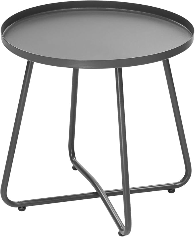 Dia.17.7ins Steel Round Coffee Table, Steel Tray Table, Side Table, Outdoor and by Outogether