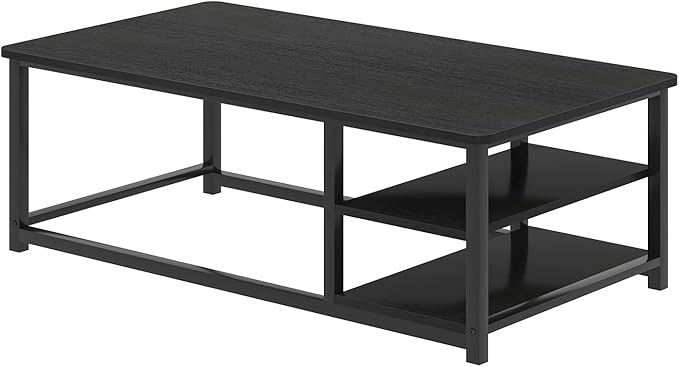 EXCEFUR Black Coffee Table, Rustic Wood Living Room Table - Image 9