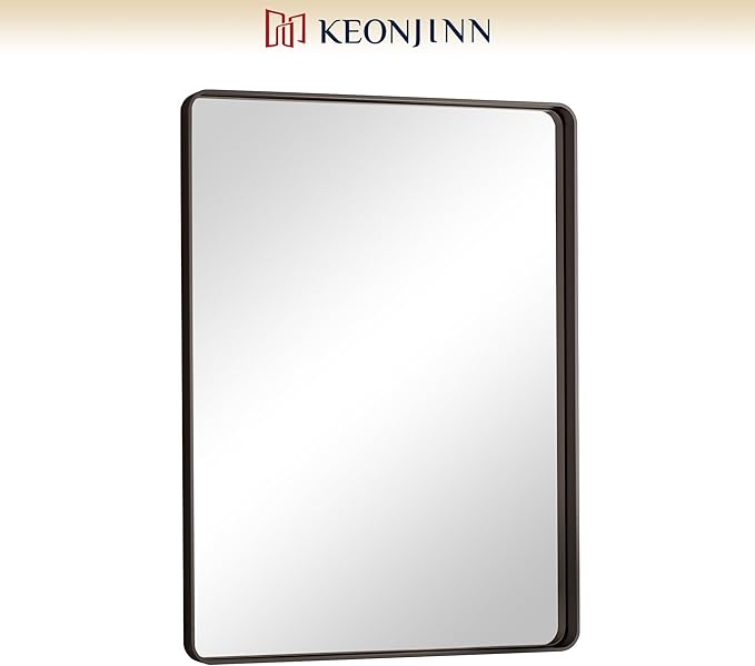 Keonjinn Black Bathroom Mirror for Over Sink, 24 x 32 Inch Matte Black Mirrors - Image 8