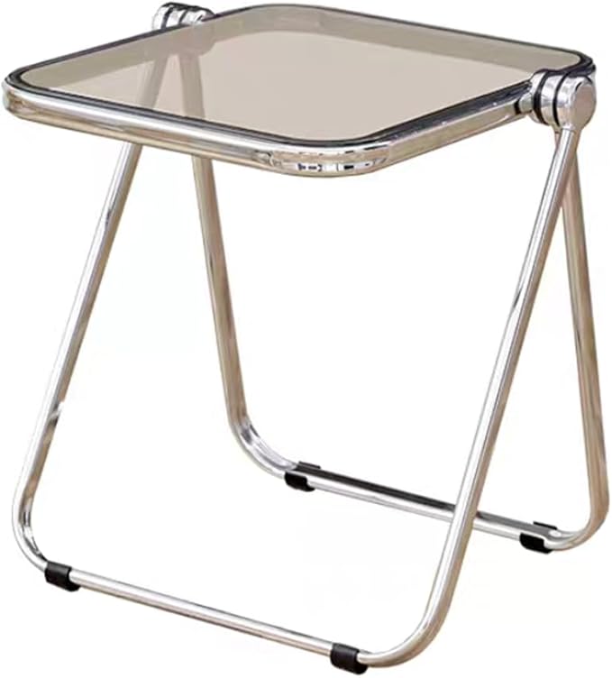 16.2" × 14.1" Acrylic Folding Table, Small Lightweight End Table by HYYTEIBL