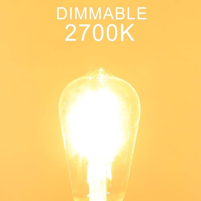 LED Edison Bulbs Dimmable, E26 Bulb 60 watt Equivalent, Soft White 2700K - Image 8