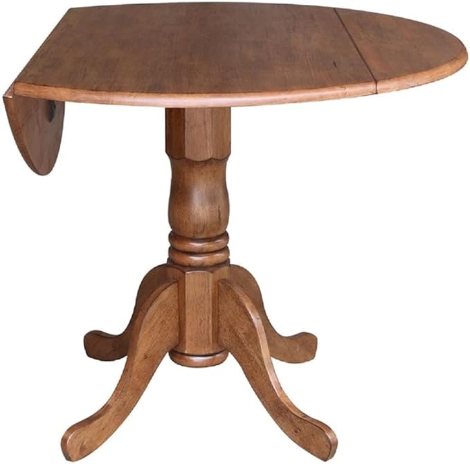IC International Concepts 42-Inch Round Dual Drop Leaf Pedestal Dining Table - Image 5